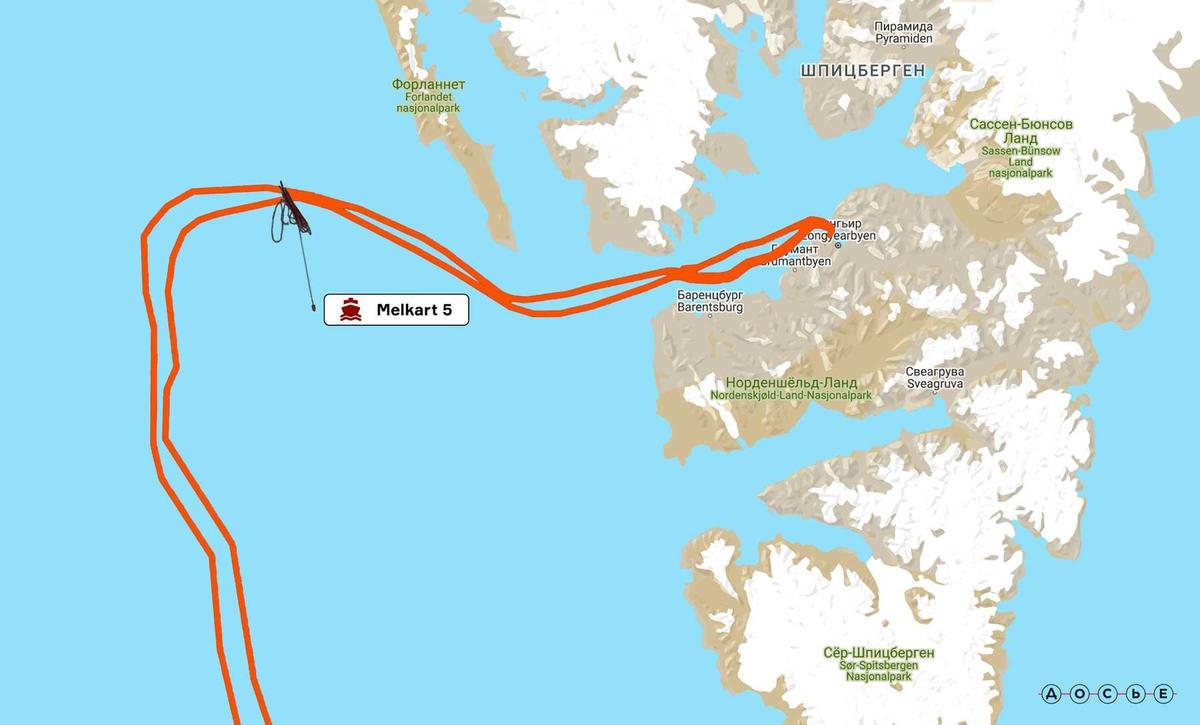Траектория движения судна «Мелькарт 5». Схема: центр «Досье».